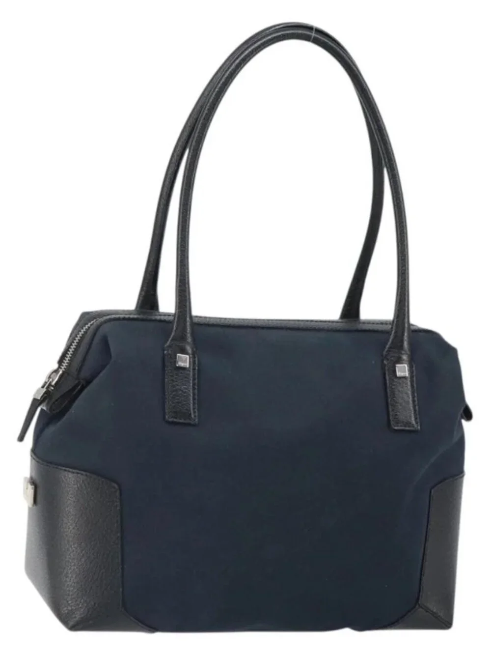 Salvatore Ferragamo Hand Bag Nylon Black Silver Auth BA9555